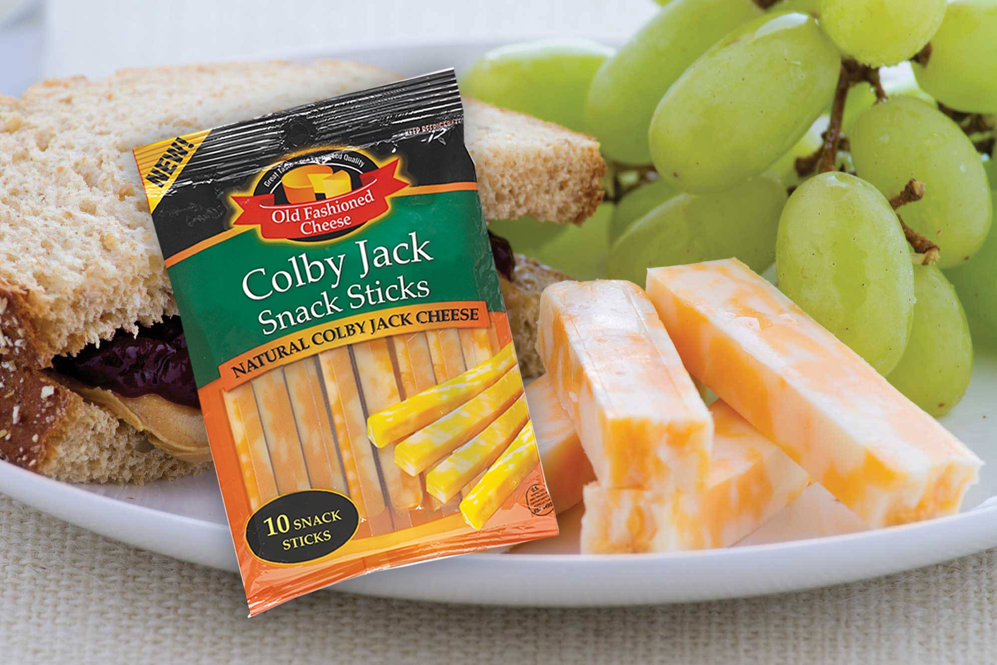 Old Fashioned Cheese Snack Sticks and Sandwich